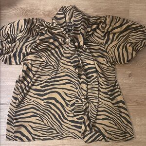 Entro Black and Tan Striped Top